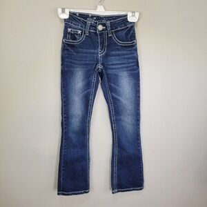 Wired Heart Embellished Pocket Bootcut 5-Pocket Denim Jeans Girls Size 7‎
